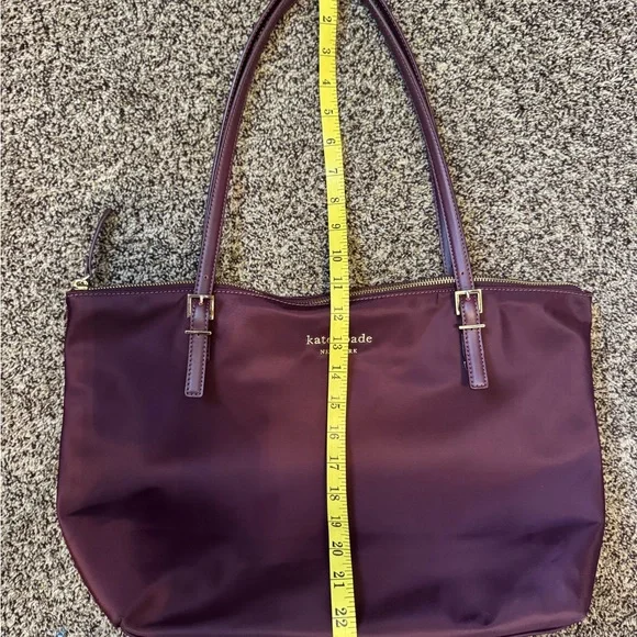 Kate Spade Maroon Burgundy Shoulder Tote Bag Gold accent detail adjustable strap - Picture 12 of 14